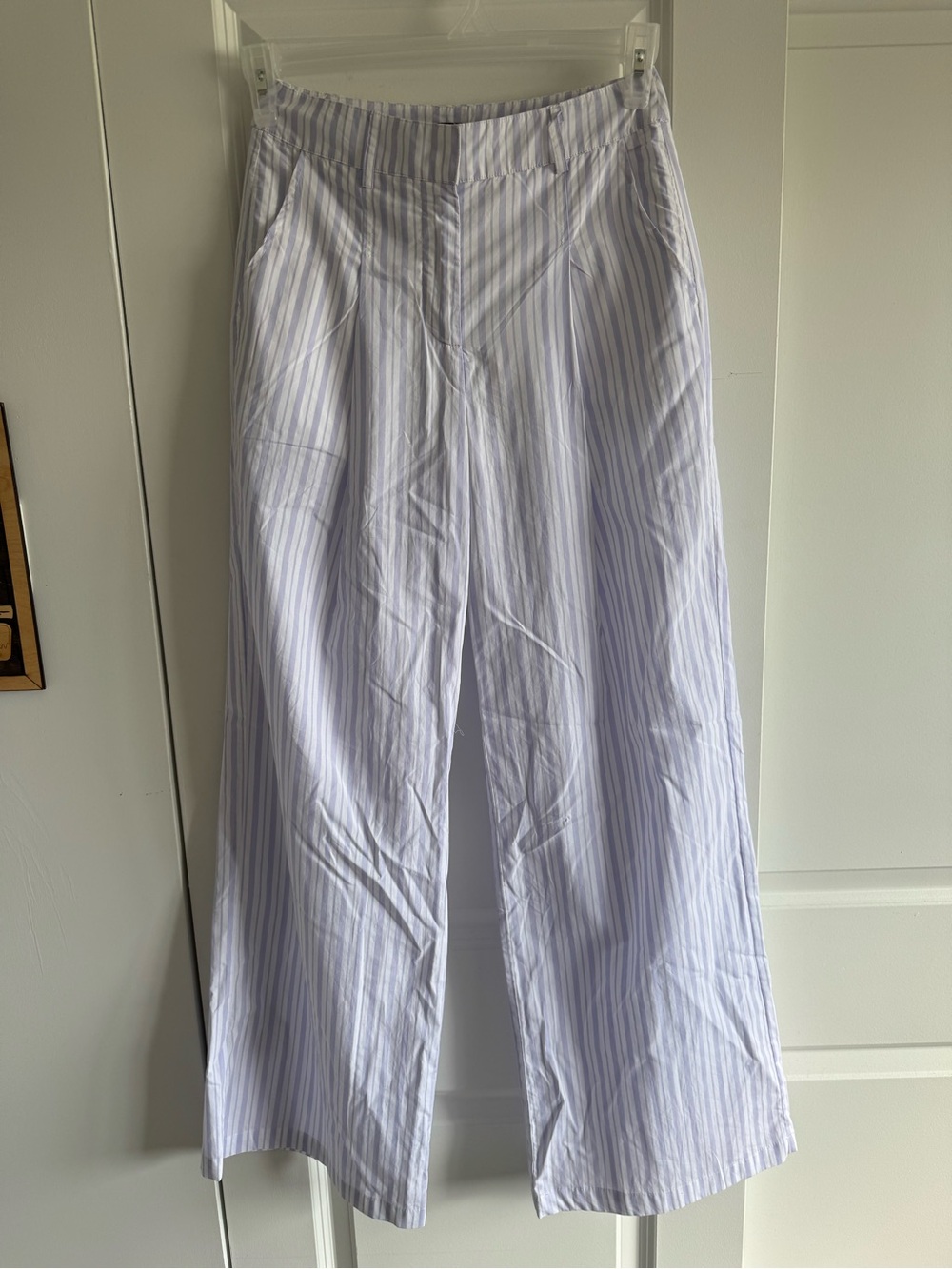 Forever 21 White & Lilac Striped Wide Leg Pants